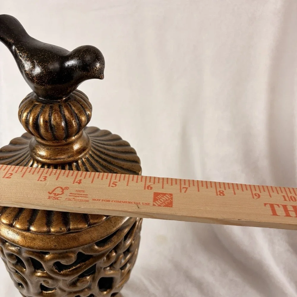 Vintage Style Hollywood Regency Lidded Urn/Jar Open work Chalice Bird Top Finial